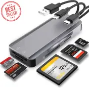 5-in-1 Memory Card Reader SD TF CF MS M2 USB C/A for iPhone iPad Plug & Play