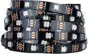 SEZO WS2812B ECO LED Strip Light 16.4FT/5M 30LEDs/m 150Pixels Individually Addressable Programmable 5050SMD Digital RGB Alloy Wires Flexible Dream Color IP30 Non-Waterproof PCB Black DC5V