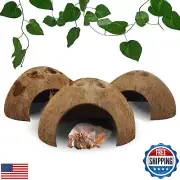 Hamiledyi Reptile Hideouts Natural Coconut Shells Hut Hermit Crab Climbing To