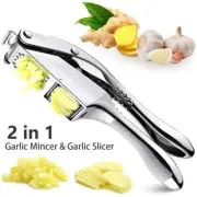 Garlic Press Stainless Steel 2 In 1 Slicer Mincer Dual Function Garlic Handheld