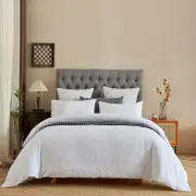 CottonMore 100% Cotton White Seersucker Pattern Quilt Doona Duvet Cover Set - Queen