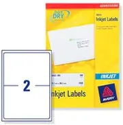 Avery Self Adhesive Parcel Shipping Labels, Inkjet Printers, 2 Labels Per A4 Sheet, 200 Labels, Quickdry (J8168)