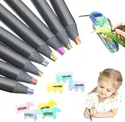 MLRUQRX Pack of 8 Rainbow Pencils, Colouring Pencils, Children, 7-in-1 Rainbow Colouring Pencils, Thicker Lead Art Supplies for Adults, Drawing, Colouring, Sketching, School, Classroom, with 2 Pencil