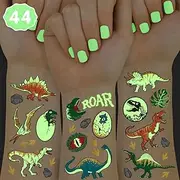 Dinosaur Temporary Tattoos for Kids - 44 Glow In The Dark Pcs | Birthday Party Supplies, Dinosaur Party Favors, T-rex Decorations