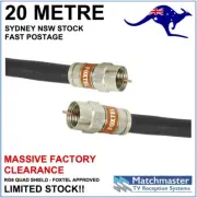 20m RG6 Quad Shield F-Type Coax Cable Digital TV Foxtel Telstra Optus NBN HFC