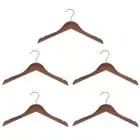 5pcs Wooden Hangers 380mm Length Retro Coat Hanger with 360° Swivel Round Hook