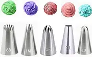 5Pcs Large Piping Tips Stainless Steel, Piping Tips Piping Nozzles Cake Piping Icing Nozzles Cake Decorating Tips Set for for Pastry Fondant