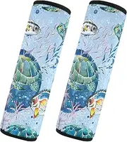 Car Seat Belt Covers 2 Piecing Soft Car Seatbelt Shoulder Cover Child Safety Seat Shoulder Strap Cover Car Accessories for Adults Youth Kids S Cute Watercolor Pattern Sea Turtles Hawaiian Fish Coastal