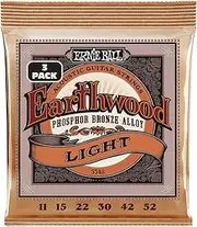 Ernie Ball Earthwood Light Phosphor Bronze Acoustic Guitar Strings 3 pack - 11-52 Gauge
