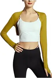 [Generic] Women's Long Sleeve Open Front Shrug Crop Top Cardigan