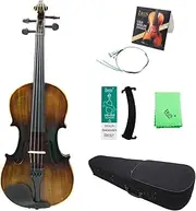 4/4 Vintage Matte Acoustic Violin Basswood Panel Mapel with Bag Shoulder Rest Violin Bridge String Cleaning Cloth Matte