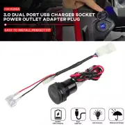 12V 3.0 Dual USB Fast Charge Car Charger Socket Voltmeter For HONDA NX400 CB500X