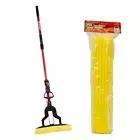 1x Mop+6x Refills Heavy Duty Squeeze Sponge Mop Extension PVA Absorbent Sponge