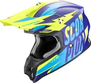 Scorpion VX-16 Evo Air Slanter, motocross helmet , color: Matt Blue/Neon-Yellow , size: XL