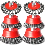 4 Inch Wire Wheel Brush Set for Grinder, 6 Pack Wire Wheels for 4 1/2 Angle Gri