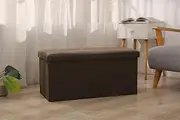 Foldable Linen Storage Ottomans Cube Toy Chest Folding Box Footrest Stool Seat Rest Couch 50cm(L) x 30cm(W) x30cm(H) Dark Brown