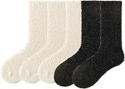 [owiter] 5 Pairs Winter Socks Women,ladies socks,stitch socks for women,bed socks for women，fluffy socks womens，warm fluffy socks women7010, White*3 Black*2, One size