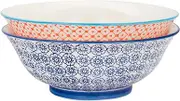 Nicola Spring Patterned Salad & Fruit Ceramic Serving Bowls, 20cm - Set of 2