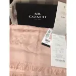 COACH 蠶絲柔美粉橘寬版圍巾