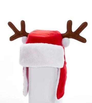 Children's Red Plush SANTA HAT WITH ANTLERS Christmas Hat by Kurt Adler C1976