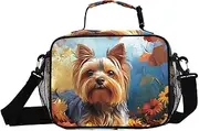 Dog Cute Flower Insulated Lunch Box for Women Men - Ideal for Work, Picnics - Includes Adjustable Shoulder Strap