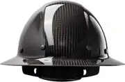 Full Brim Smooth Dome Hard Hat with Glossy Carbon Fiber Shell, 8-Point Riveted