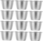 Mobestech 12 Pcs Stainless Steel Sauce Dipping Cups Reusable Metal Ramekins for Condiments and Snacks Round Portion Bowls for Home and Restaurant Use