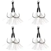 Vertical Jigs Hook with Teasers Slow Fall Jigs Fishing Hook Jigging Lures 2 Pack