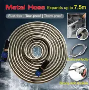 Expandable Metal Hose 7.5m Garden Water Hose Pipe Stainless Steel Metal