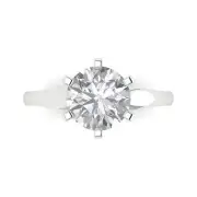 2.6 ct Round Cut Clear Stone Engagement Classic Anniversary Ring 14k White Gold