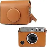 TYUANDOUER Protective Case Compatible with Fujifilm Instax Mini Evo Instant Camera, PU Leather Retro Carry Case for Fuji Instax Mini Evo with Adjustable Shoulder Strapp - Brown