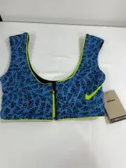 Nike Women’s Party Dot Crop Bikini Top Pacific Blue Size L Zip Front