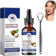 Ourlyard Coconut Oil Mouthwash Essential Oil,Coconut Fresh Oil-Pulling Mouthwash,Mint Oil Pulling With Tongue Scraper,Fresh Breath & Whitening Mouthwash, Whitens Teeth,Strengthens Gums (1 pcs)