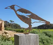 Magpie Post Topper- Australian Made Rusted Metal Garden Art