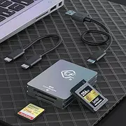 USB 3.2 Gen 2 10Gbps CFexpress Type B and SD Card Reader, Dual-Slot CF Express USB C to USB C/USB A Memory Card Reader, Portable Aluminum Memory Card Adapter, Support Windows/Mac/Linux/Android