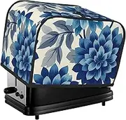 Blue Flower Print 2 Slice Toaster Cover Fingerprint Bread Maker Protectors,Kitchen Small Appliance Dust Cover