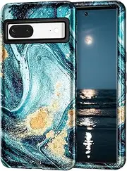 Btscase for Google Pixel 7 Case, Marble Pattern 3 in 1 Heavy Duty Shockproof Full Body Rugged Hard PC+Soft Silicone Drop Protective Women Girl Phone Covers for Google Pixel 7 (2022), Ocean BTS0047-06