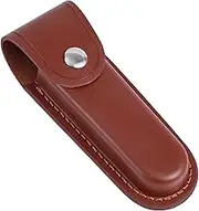 Pocket Knife Sheath, 6.1x2.08 Inch Leather Knife Holder Portable Leather Knife Sheath for Belt Practical Knife Holster for Outdoor Cycling, Hiking, Mountaineering, Camping (Brown)