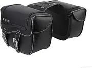Motorcycle Saddlebags, 30L Large Capacity PU Leather Side Saddle Bags, Frame Mounted Motorcycle Luggage Bag with Adjustable Rope, Universal Motorcycle Accessories