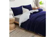 Luxor 2 in 1 Teddy Fleece Sherpa Duvet Cover Set and Blanket MidNight