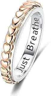 [LEXLUNE] 4MM Love Heart Spinner Ring For Women, Sterling S925 Silver Fidget Anxiety Ring, Just Breathe, Size 9, S925 Silver, No Gemstone