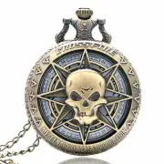 Retro Quartz Pocket Watch with Chain for Men Skull Steampunk Neckalce Watches