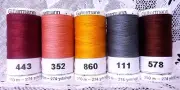 5 NEW 274 yard Spools different colors GUTERMANN 100% polyester sew-all thread