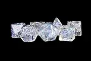 Metallic Dice Games Dice - Pearl Resin Polyhedrals - Pearl w/ Purple Numbers (MDG)