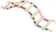 FONDOTIN Wooden Budgie Ladder Toy Parrot Training Perch Stand Bird Climbing Toy