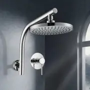 ACA WELS Round 8'' ABS Plastic Rainfall Shower Head Gooseneck Wall Arm Mixer Tap Chrome