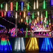 192 LED Meteor Shower Lights Fairy String Light Falling Rain Tree Garden Xmas US
