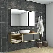 ELEGANT Shower Mirror Cabinet,Stainless Steel Bathroom Cupboard,Medicine Storage Polished Stainless Steel,Wall-Mounted Mirrors,1200x720mm