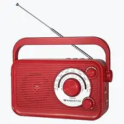 Portable AM FM SW Radio Good Reception Receiver Clear Loud Sound Bluetooth Speaker Battery Powered Simple to Use with Big Tuning Knob Support USB/TF Card for Home and Outdoor Radio Red