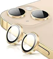 Rainway Camera Lens Protector for iPhone 13 / iPhone 13 mini, Shatterproof Ultra HD Individual Lens Protectors, 9H Ultra-tough Tempered Glass with Aluminum Rim, Ultra-thin, Gold
